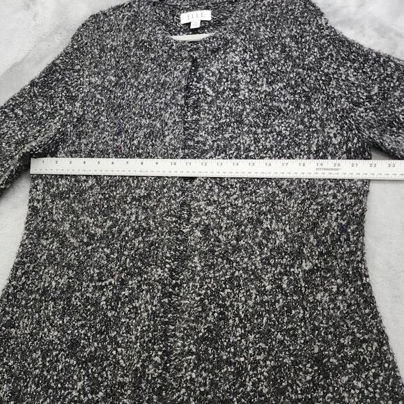 Elle Sweater Womens Size XL Black Marled Long Sleeve Fuzzy Cuff Cardigan Hook - Picture 9 of 11